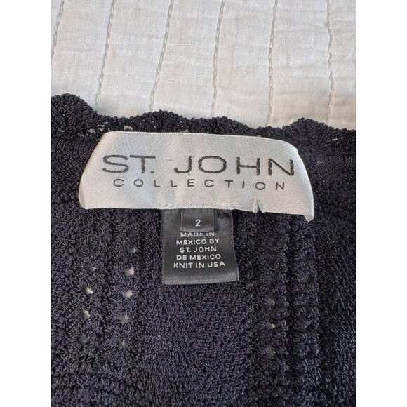 St. John Collection Black Knit Button-Down Long Sleeve Long Cardigan SZ 2 - Picture 5 of 11